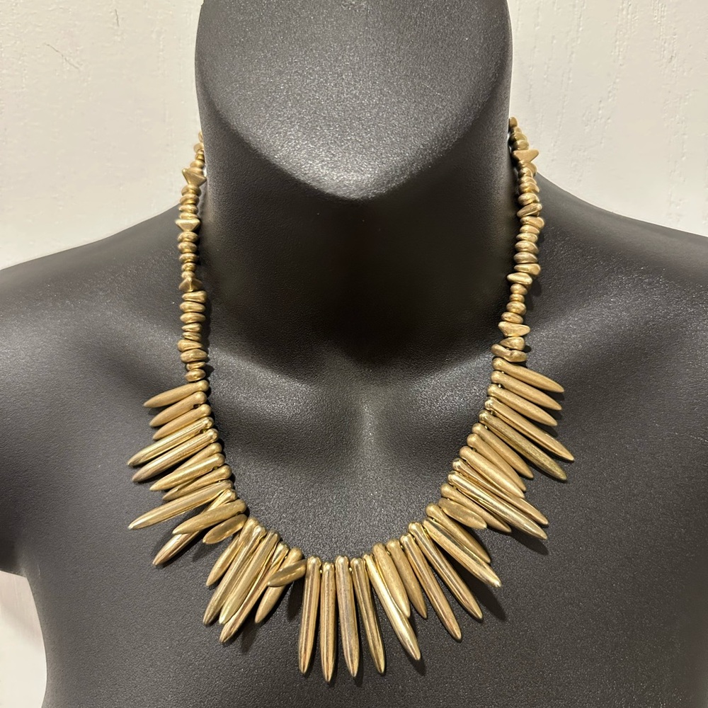 Gold Tone Spike Necklace